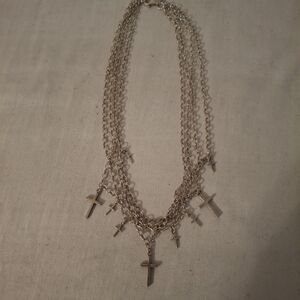 Finola Women's Multistrand 925 Sterling Silver Cross Pendant Necklace